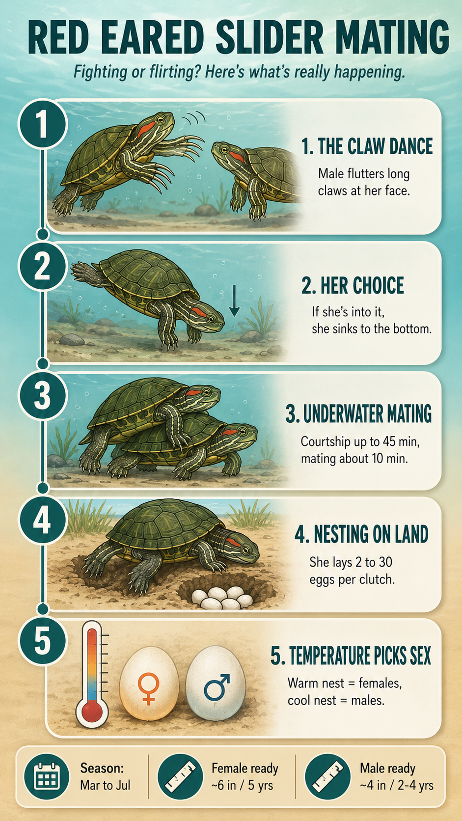 red eared slider breeding mating infographic