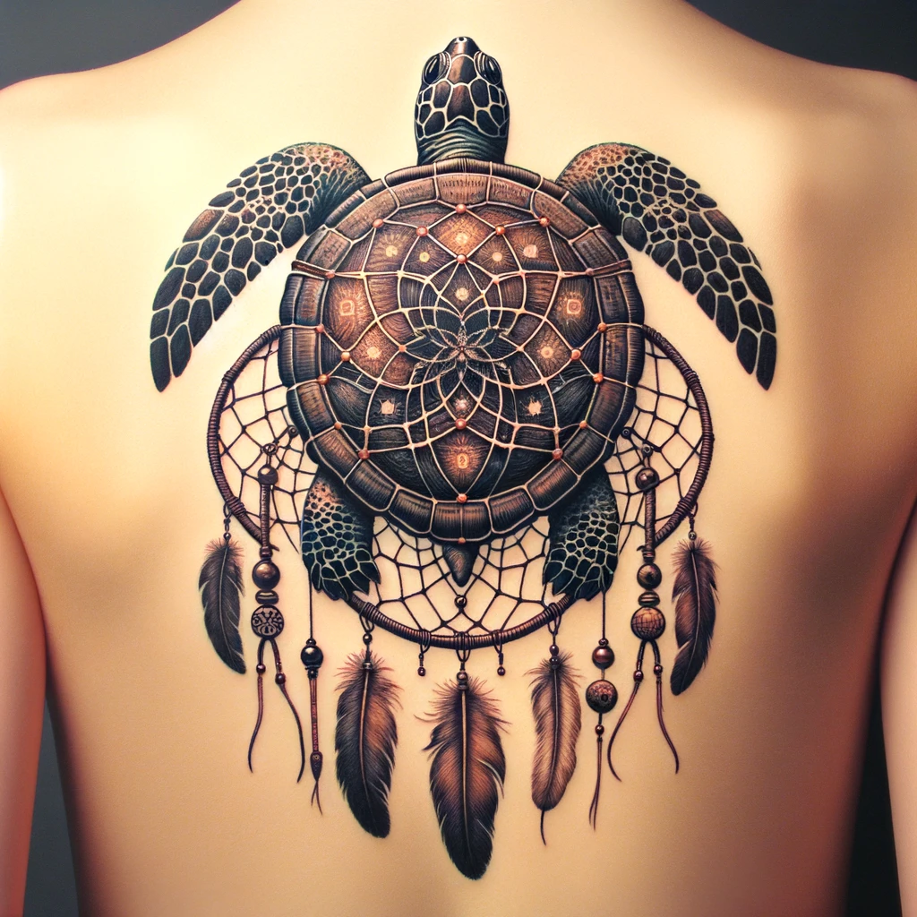 AI Art Generator: A polynesian tattoo design of a turtle on an arm
