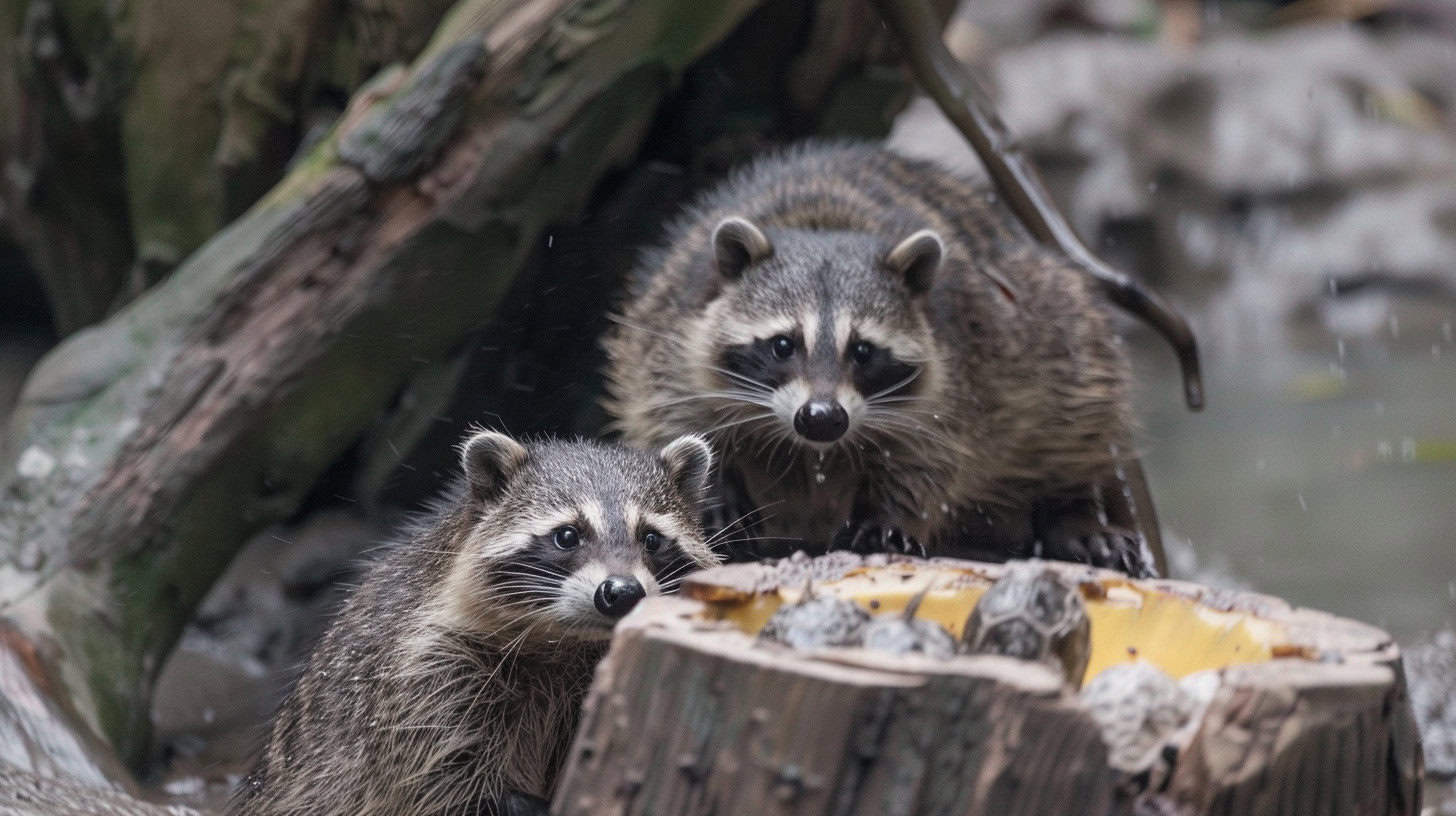Raccoons raiding a turtle nest to eat the eggs