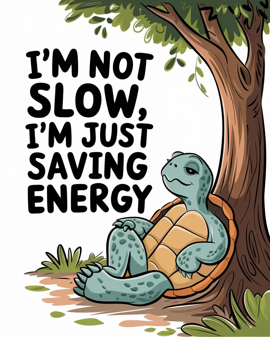 turtle lounging under a tree with the quote rest is part of the journey
