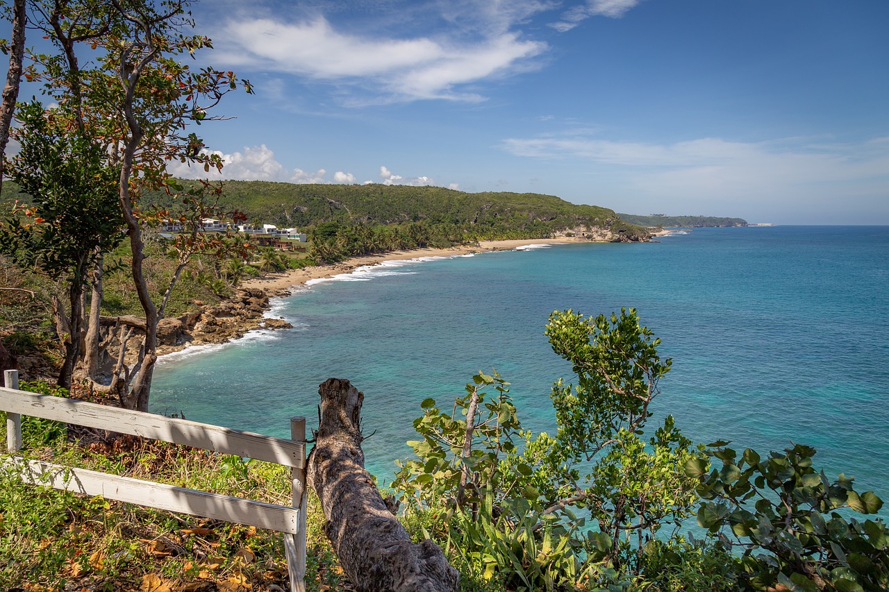 Calm turquoise Caribbean water and white sand beach in Puerto Rico, near Culebra and Playa Tamarindo