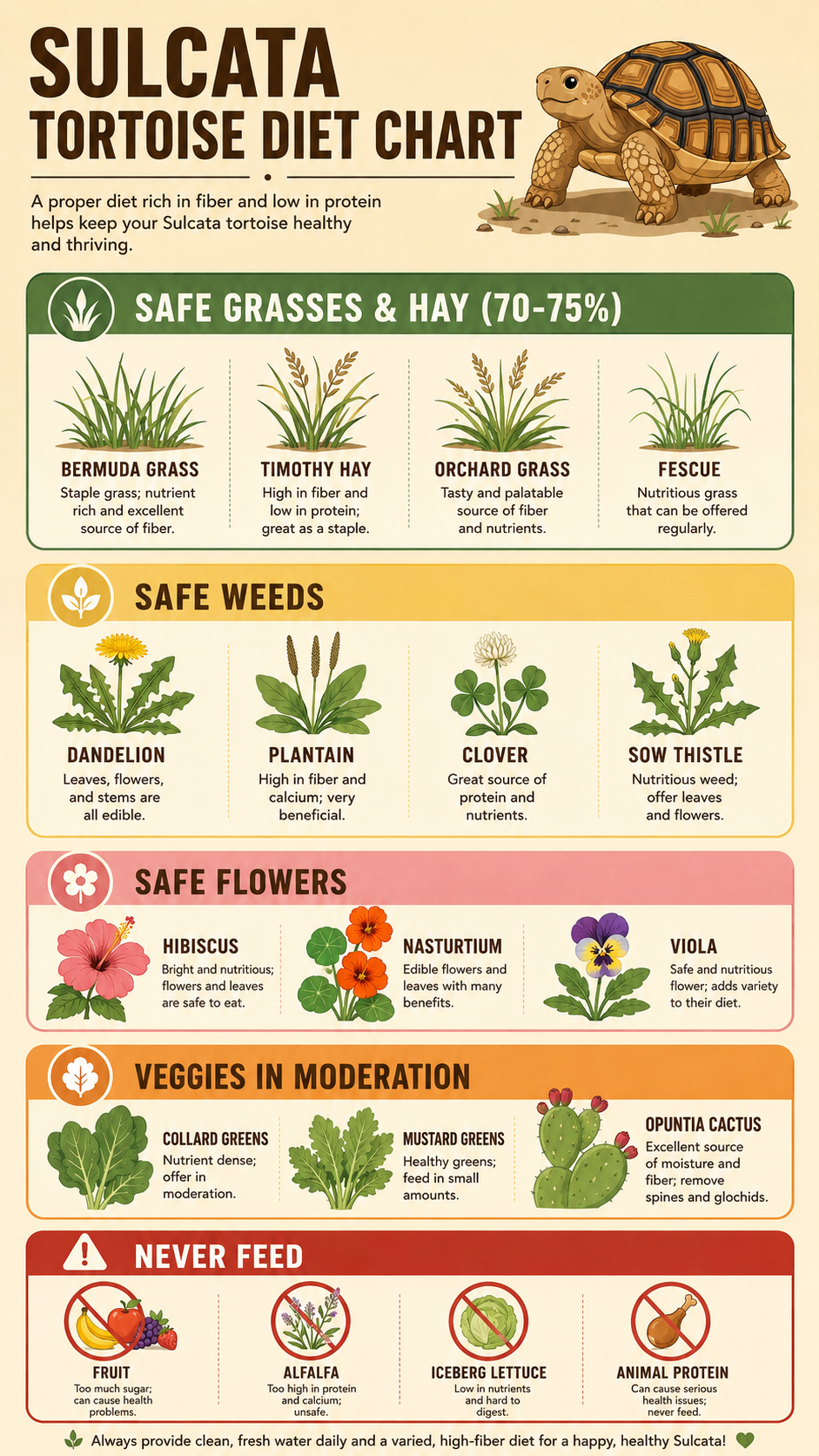 Safe Plants for Sulcata Tortoises infographic
