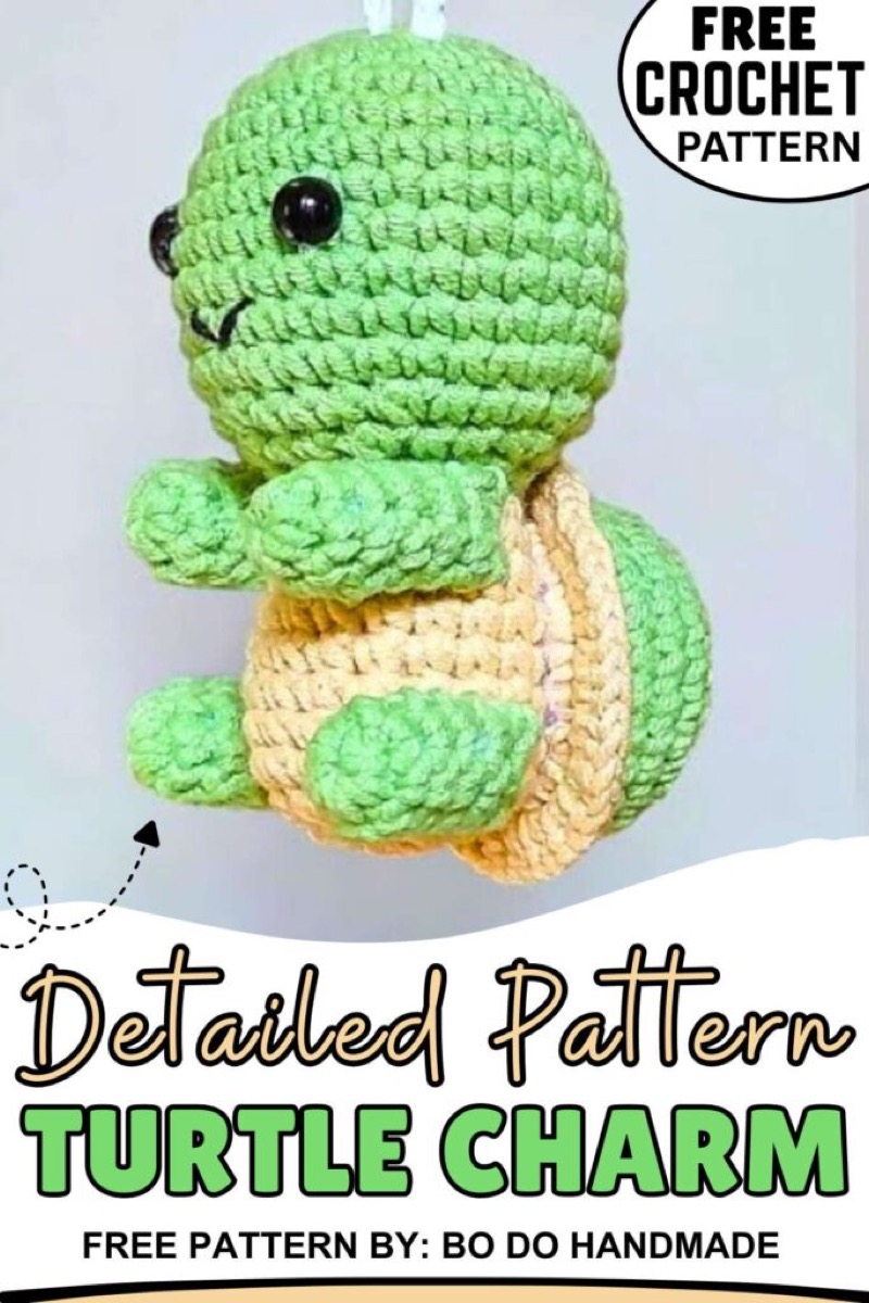 Sitting crochet turtle keychain charm by My Crafty Basket