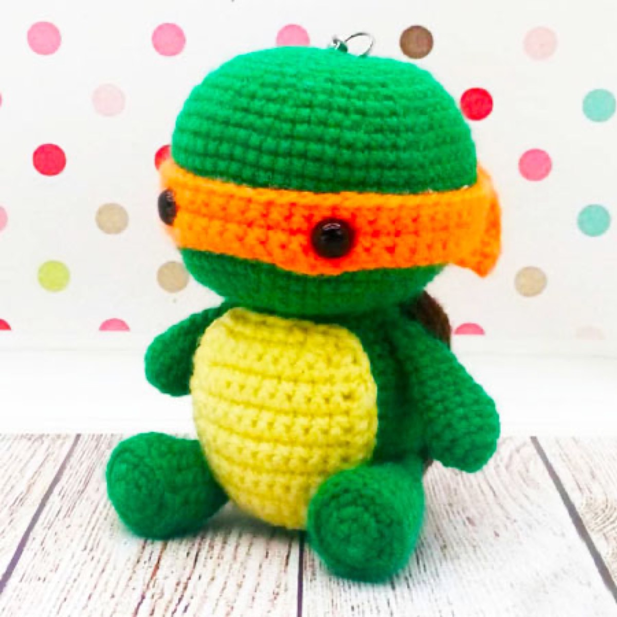 Crochet ninja turtle keychain amigurumi by Amigurumi Day