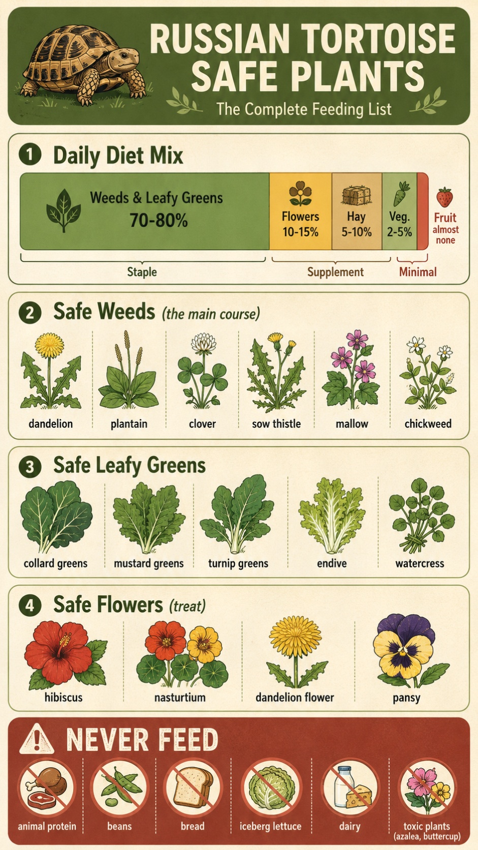 Safe Plants for Russian Tortoises infographic