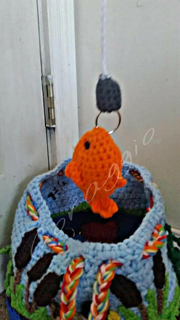 Crochet fishing memory game with magnetic rods and colorful fish by Crochet by Coraggio